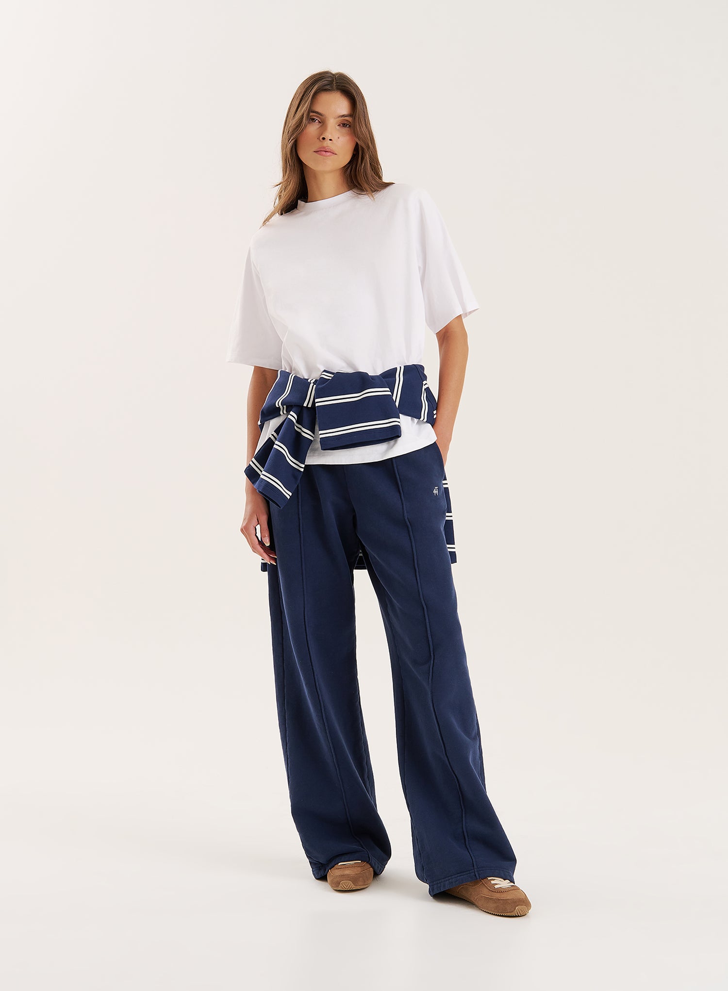 Navy 4th Wide Leg Branded Joggers